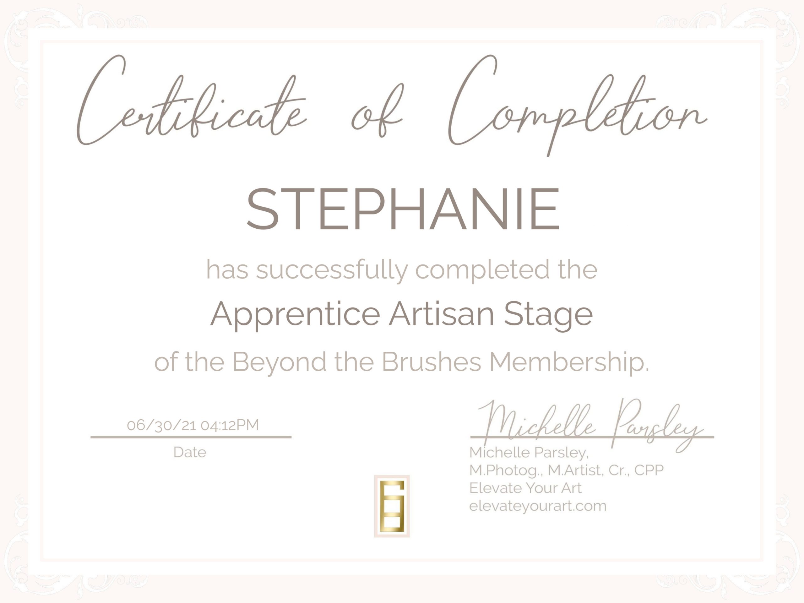 STEPHANIE Apprentice Artisan Stage STEPHANIE Apprentice Artisan Stage